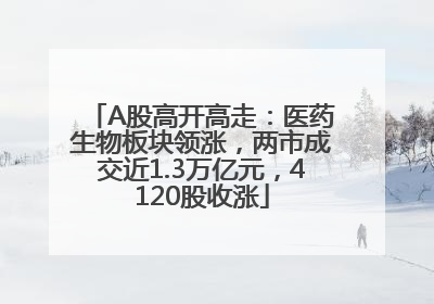 A股高开高走：医药生物板块领涨，两市成交近1.3万亿元，4120股收涨